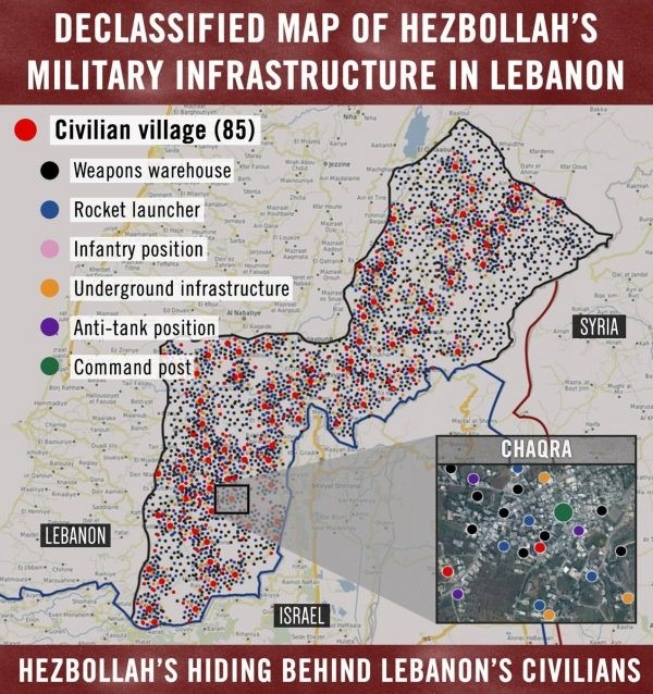 Hezbollah militair plan op kaart