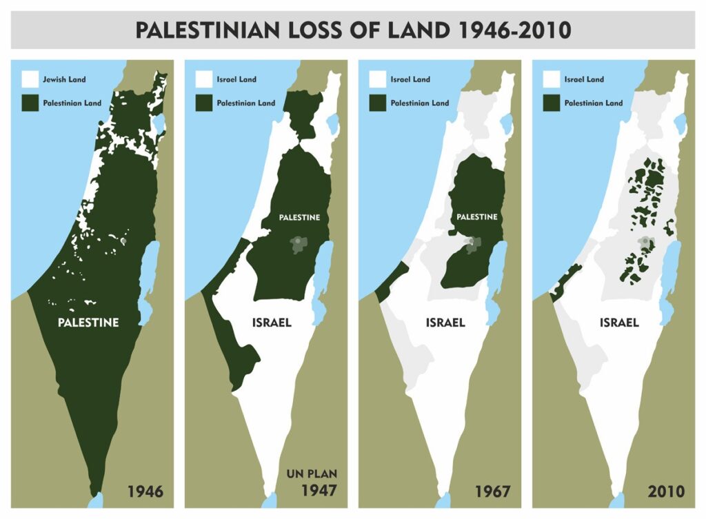 map waarop palestina zogenaamd minder territorium wordt